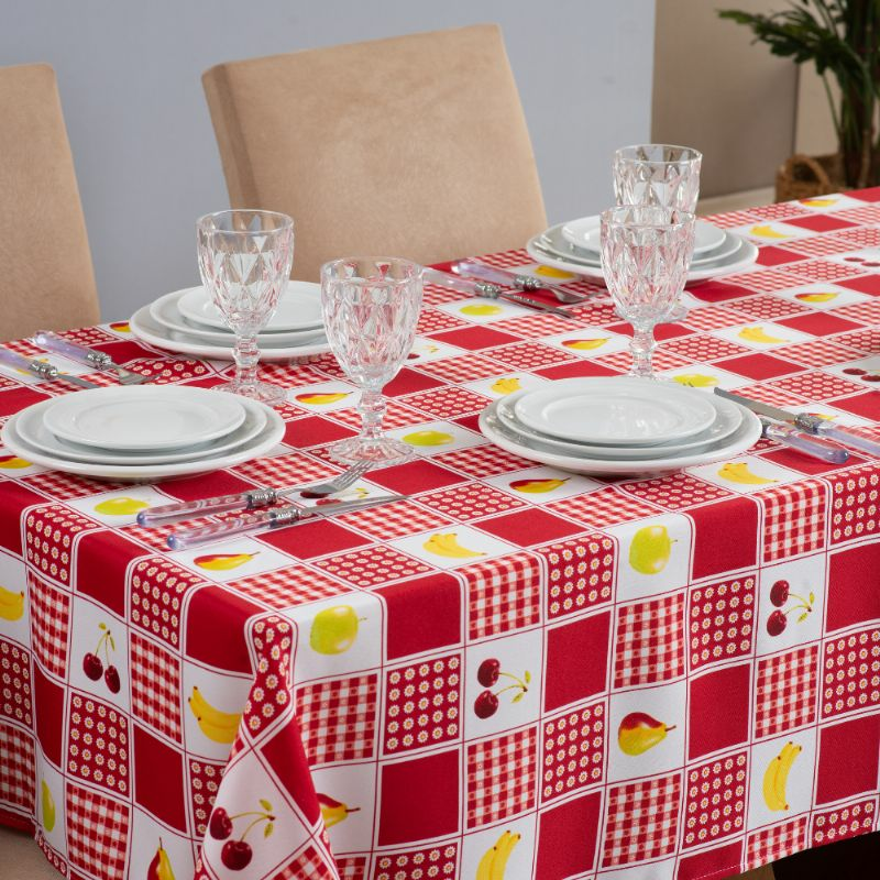 Toalha de Mesa 8 Lugares 2,50x1,45 1 Pç Oxford Estampado Xadrez