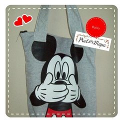 Bolso con cierre Mickey gris