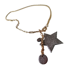 COLLAR DE CUERO DIJES 18K (CO1066)