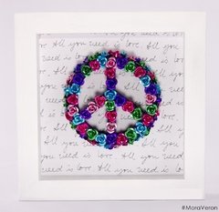 cuadro simbolo de paz con flores all you need is love home deco mora veron