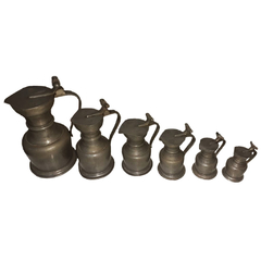 Antiguo Juego de Vasos Jarra de Metal Blanco Europeo CIRCA 1920