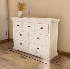 Juego dormitorio - Comoda Restoration 120 cm +Mesas de Luz + Respaldo sommier (140 cm) - comprar online