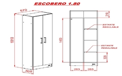 Escobero 1,80 mts. 180 x 32 x 57 cm MOSCONI - MUEBLES SANTA MARIA