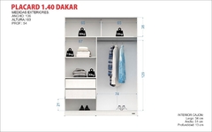Placard Dakar 2 Puertas Corredizas 1,40 mts. 183 × 136 × 54 cm - MOSCONI (Exclusivo Online) - tienda online