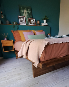 Cama Japonesa Cajonera con respaldo madera sustentable pallet reciclado