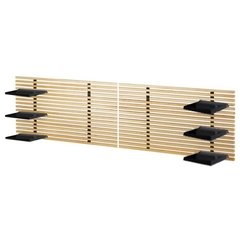 Imagen de Respaldo Flam con Mesa de Luz Flotante madera guatambú maciza