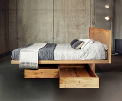 Cama Japonesa Cajonera con respaldo madera sustentable pallet reciclado
