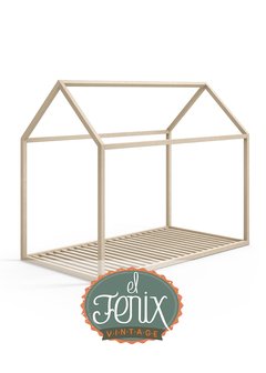 Cama Casita método Montessori Tatami en madera maciza de guatambú laqueada - FENIX manufactura de muebles