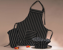 Delantal Gabardina Cocina Rayado Con Gorro Y Manopla Rayado en internet