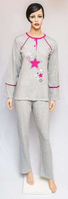 Pijama de Mujer Invierno Melange Algodón Con Pompón Talle 1 2 3 en internet