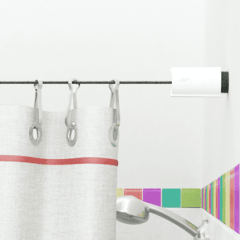 Tensor Cortina De Baño Lisboa Blanco con 12 Ganchos