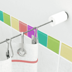 Tensor Cortina De Baño Lisboa Blanco con 12 Ganchos - comprar online