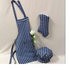 Delantal Gabardina Cocina Rayado Con Gorro Y Manopla Rayado - tienda online