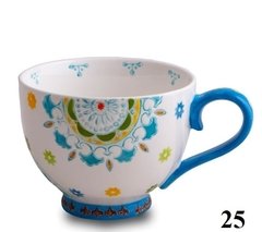 Taza Decorada con Relieve Pintada A Mano