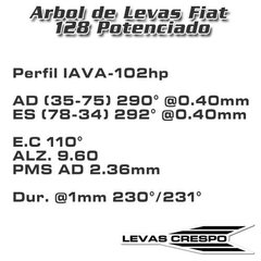 IAVA 102HP Leva Potenciada Fiat 147 128 Uno Tipo 9.50mm / 290° / 110° E.C. - comprar online
