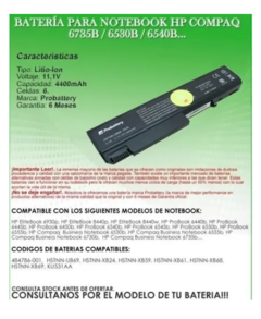 Bateria Notebook Hp 6735b 6530b Hstnn-ub69 Probattery - comprar online