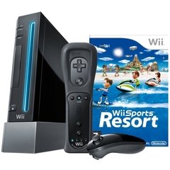 Nintendo Wii Preto Console com Wii Sports e Wii Sports Resort