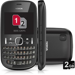 Celular Nokia Asha 201 Preto, Foto 2 Mpx, Bluetooth, Mp3 Player, Memória 10 MB EXP, Quad Band (850/900/1800/1900)