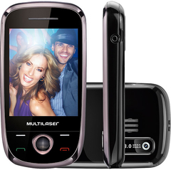 Celular Desbloqueado Multilaser Touch P3162 Prata/Preto Tri Chip com Câmera 3MP, Touch Screen, TV Digital, MP3, Rádio FM e Bluetooth