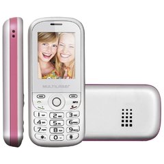 Telefone Celular Desbloqueado Multilaser P3269 com tela de 1,8' dual Chip Bluetooth Branco e Rosa