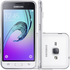 Smartphone Samsung Galaxy J1 2016 Duos Branco com Dual chip, Tela 4.5", 3G, Câm.de 5MP e Frontal de 2MP, Android 5.1 e Processador QuadCore de 1.2 GHz