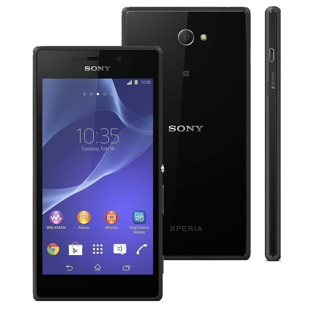 Smartphone Sony Xperia M2 D2306 preto, 4G, Processador Quad-Core 1,2 GHz,  Android , Tela de 4,8