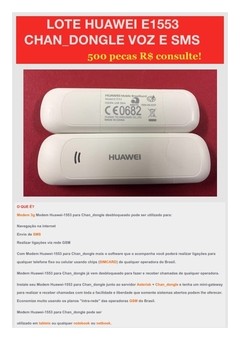 Lote 500 Peças Huawei E1553 Chan_dongle Voz E Sms - comprar online