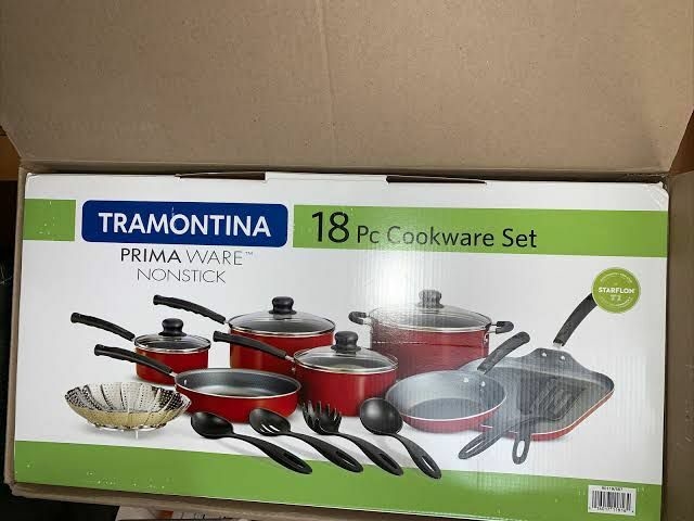 Tramontina Primaware 18 Piece Non-stick Cookware Set, Red 80119567