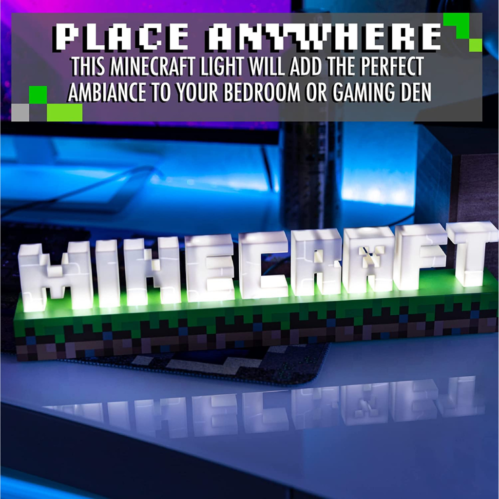 Minecraft Logo Light - Battery or USB Powered - 2 Light Modes ...