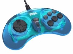 Sega Genesis - Control USB para Sega Genesis Mini, PC, Mac, Steam, RetroPie, Raspberry Pi (8 botones) CLEAR BLUE - hadriatica