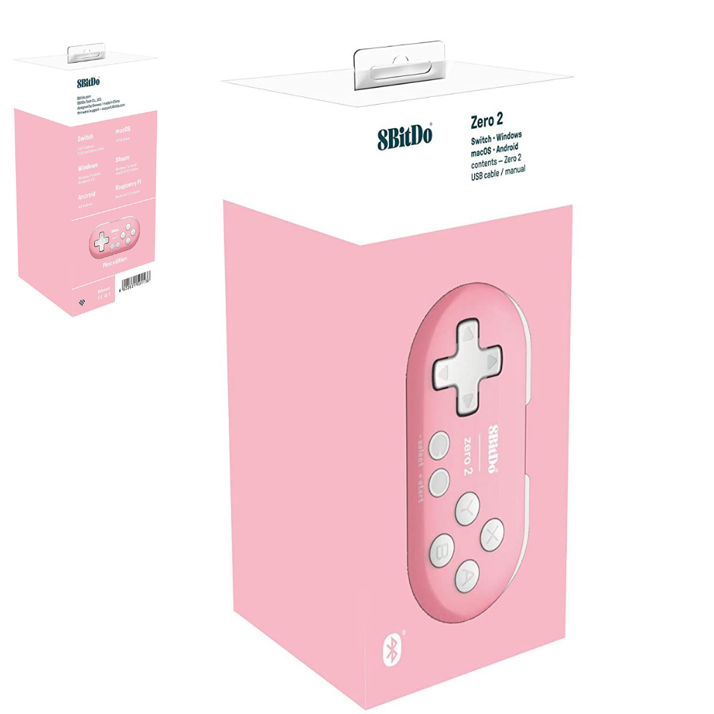 8bitdo Zero 2 Bluetooth Gamepad Keychain Sized Mini Controller For Switch Windows Android Macos Raspberry Pi Pink Edition Nintendo Switch