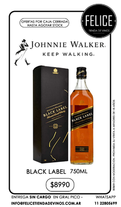 JOHNNIE WALKER BLACK LABEL 750 CC