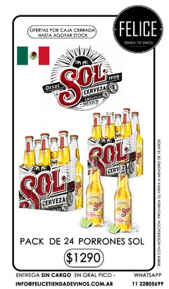 Sol long neck venta por pack de 12 u