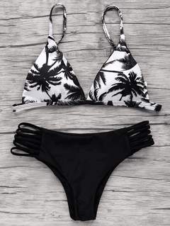Zaful - Coco Palm Print Ladder Cut Bikini Set