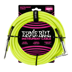 ERNIE BALL CABLE DE INSTRUMENTO TRENZADO RECTO / ÁNGULO DE 3M - AMARILLO NEON - 6080