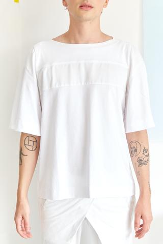 CAMISETA EN ALGODÓN CON CORTE // Ref: LÓPEZ BLANCA - comprar online