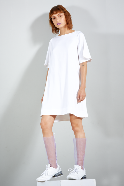 VESTIDO EN TEJIDO PLANO BLANCO // Ref: IPANEMA BLANCO - tienda online