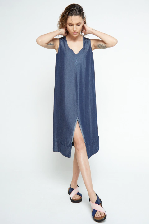 VESTIDO EN DENIM DE TENCEL // Ref: VICTORIA D