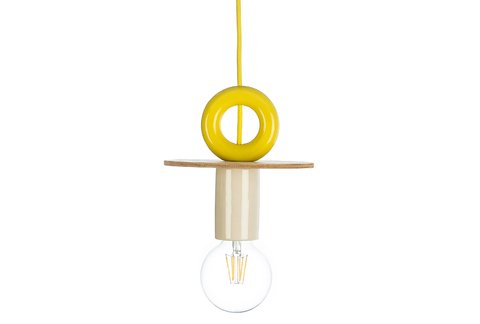 Lámparas colgantes Tótem - Natural, amarillo y azul cobalto - tienda online