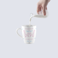Taza Bombé - "Donde estemos juntos será nuestro hogar" Gustavo Cerati » Ilustradora Mercedes Calo Stapich - ENUNPUNTO tazas y vasos de diseño