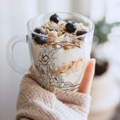 Taza de Vidrio - Luna y Flores - comprar online