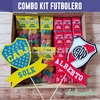 COMBO 2 KITS FUTBOLEROS: GOLOSINAS + ADORNOS PARA TORTA (ELEGÍ TU EQUIPO FAVORITO)