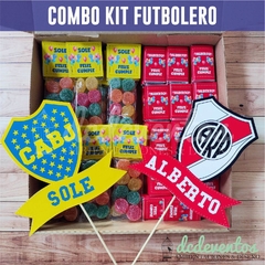 COMBO 2 KITS FUTBOLEROS: GOLOSINAS + ADORNOS PARA TORTA (ELEGÍ TU EQUIPO FAVORITO)