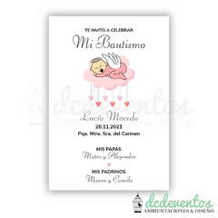 20 Estampitas bautismo Bebe corazones - Modelo 16