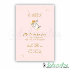20 Estampitas bautismo angel estrellas - Modelo 24