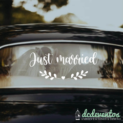 Frase personalizada en vinilo para el auto de los novios - comprar online