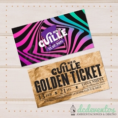 100 Invitaciones ticket dorado - comprar online