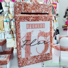 Buzón para regalos 15 años gold rose - comprar online