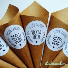 Conitos vintage recién casados (sin arroz) [Elegí la cantidad] - DCD Eventos® - Casamientos y fiestas temáticas