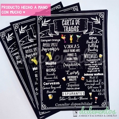 Pack lista de tragos con diseño 20 x 14 cm